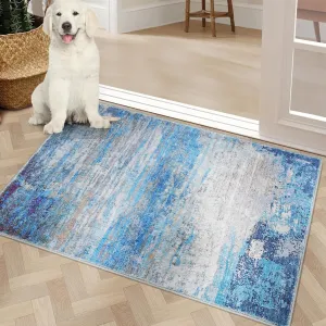 COMSLE Door Mat Soft Absorbent Indoor Front Entryway Rug Machine Washable Entrance Mats for Muddy Paws Non Slip Throw Rugs 20" x 32" Doormat for Inside Foyer Bedroom - Blue