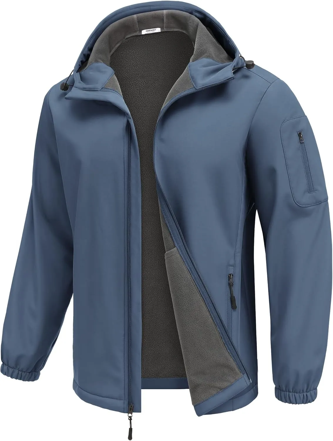 COOFANDY Men's Hooded Softshell Jacket Waterproof Fleece Lined Windbreaker Lightweight Outdoor Hiking Jacket