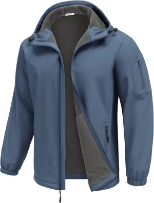 COOFANDY Men's Hooded Softshell Jacket Waterproof Fleece Lined Windbreaker Lightweight Outdoor Hiking Jacket