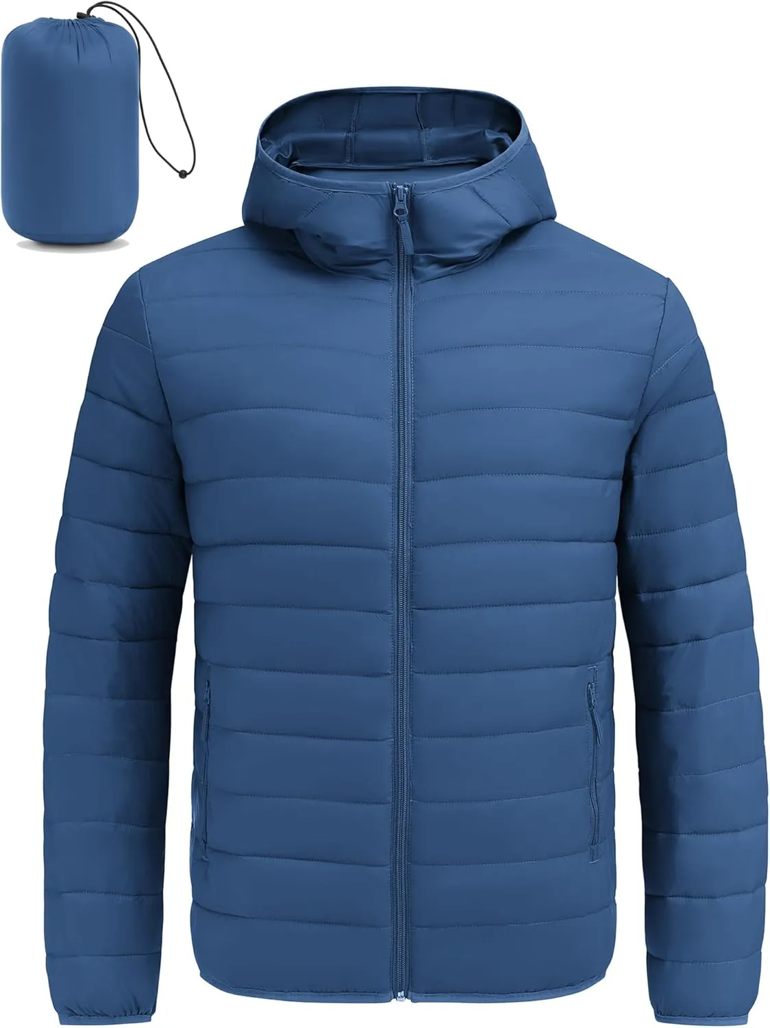 COOFANDY Mens Packable Puffer Jacket Lightweight Hooded Insulated Winter Coat Windproof Zipper Down Jacket