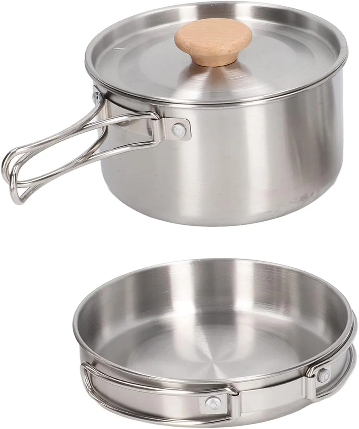 Cooking Pot and Pan Set, 304 Stainless Steel Portable Camping Cookware Mess Kit with Storage Bag for Camping Hiking Backpacking