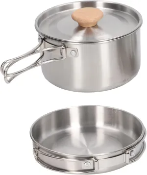 Cooking Pot and Pan Set, 304 Stainless Steel Portable Camping Cookware Mess Kit with Storage Bag for Camping Hiking Backpacking