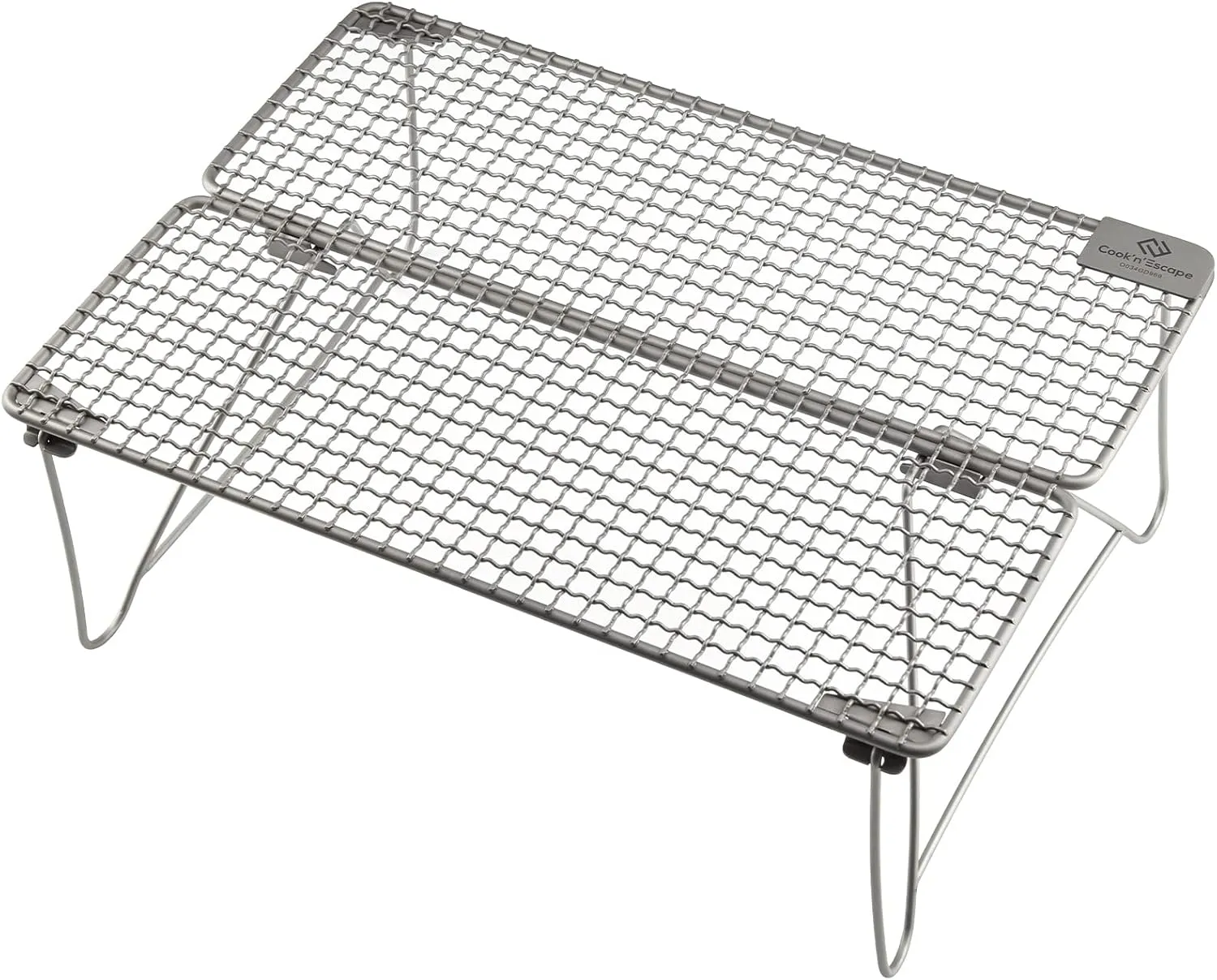 COOK'N'ESCAPE Titanium Girll Camp Fire Cooking Racks Portable Camping Grill Folding Campfire Grill Camp Grill with Removable Legs for Outdoor Picnic BBQ Backpacking Hiking