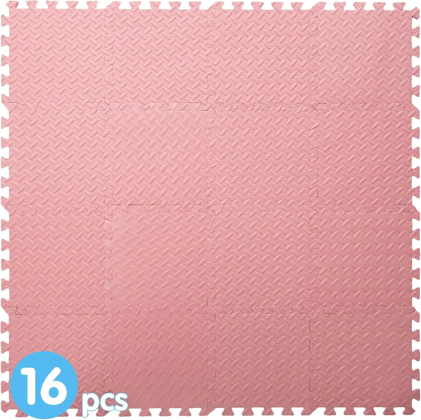 Coolcandy Solid Colored Foam Play Mat, 12"*12" Each Mat丨Non-Toxic Soft Baby Play Mat, 0.4" Thickened Square Interlocking Floor Mats - Toddler Playmat for Playing, Exercise(Loli Pink/16 Tiles)