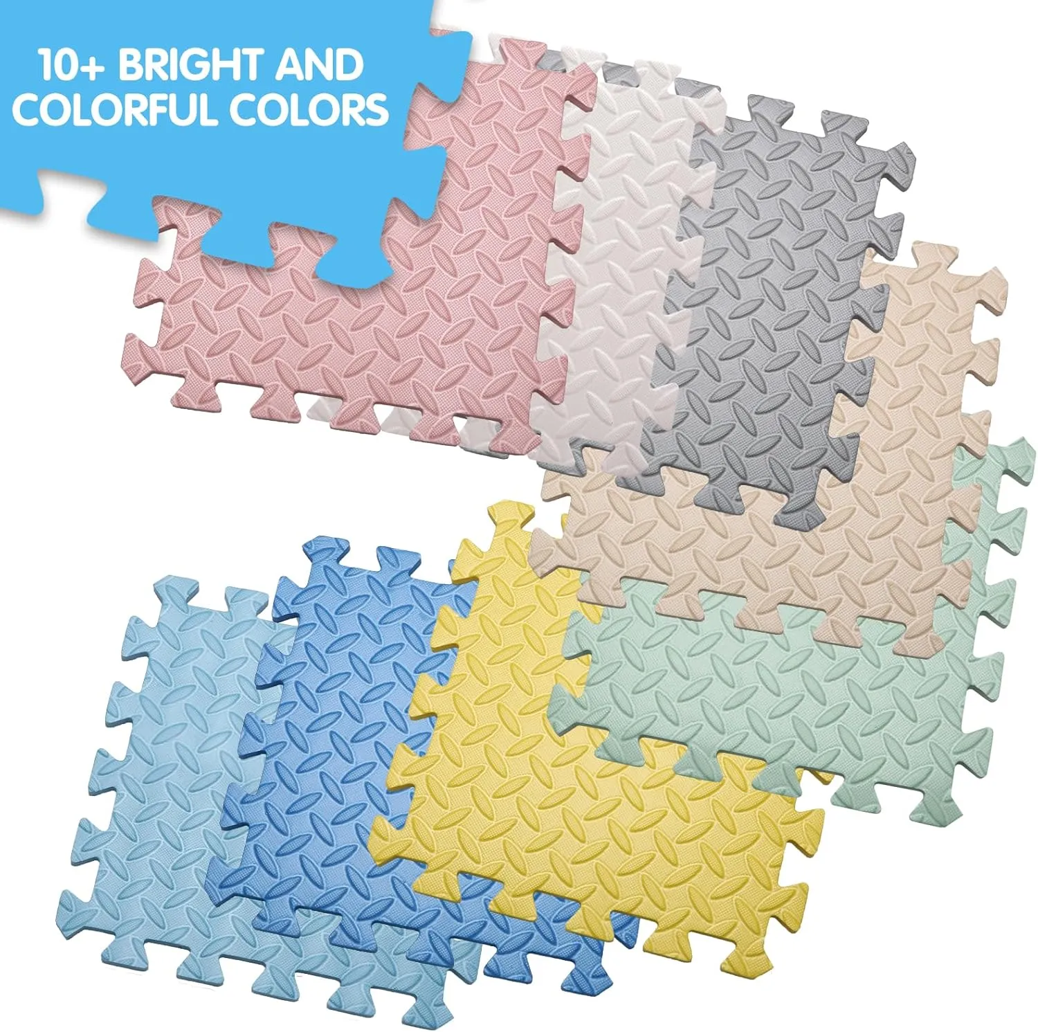 Coolcandy Solid Colored Foam Play Mat, 12"*12" Each Mat丨Non-Toxic Soft Baby Play Mat, 0.4" Thickened Square Interlocking Floor Mats - Toddler Playmat for Playing, Exercise(Loli Pink/16 Tiles)