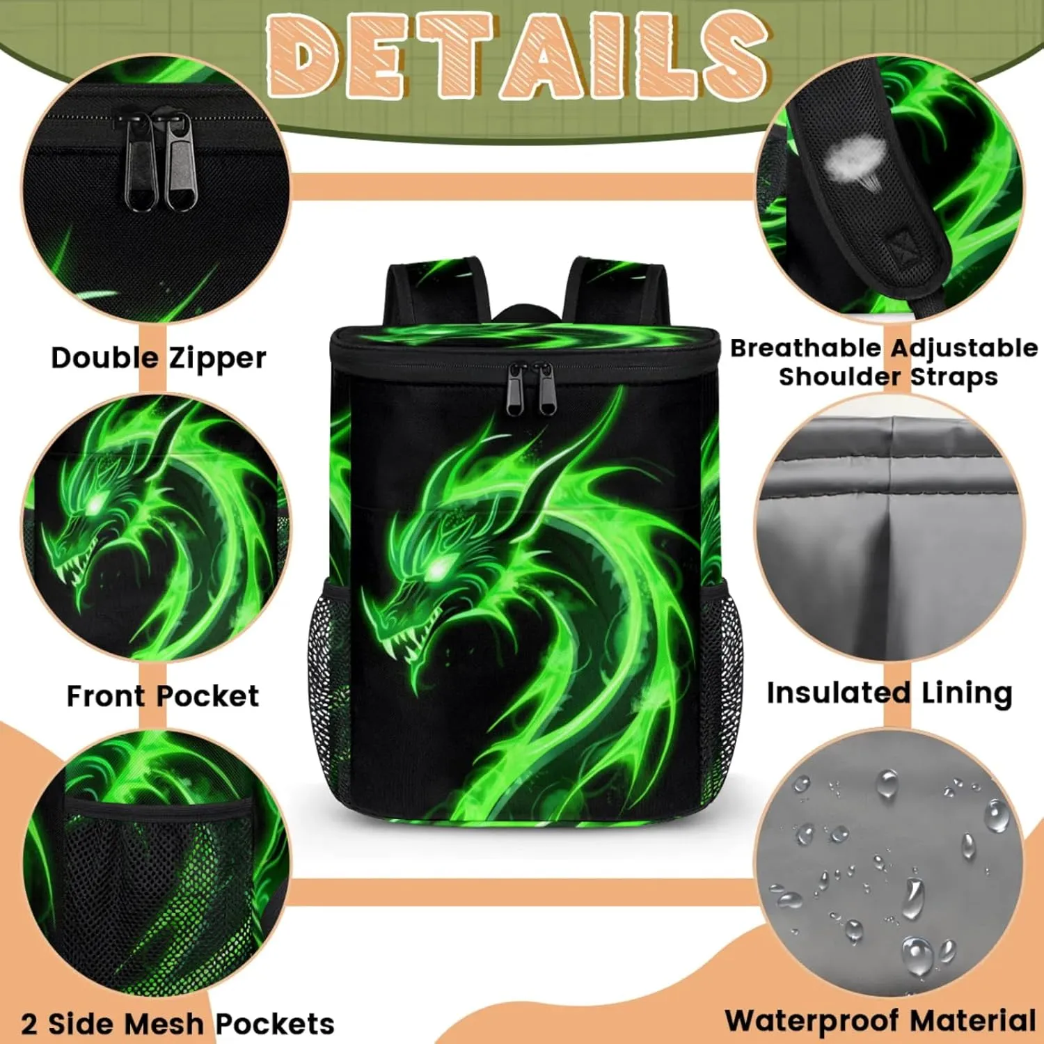 Cooler Backpack 30 Cans for Women Men - Insulated Waterproof Leak Proof Coolers Bag Ice Chest Backpacks for Picnic Beach Travel Camping