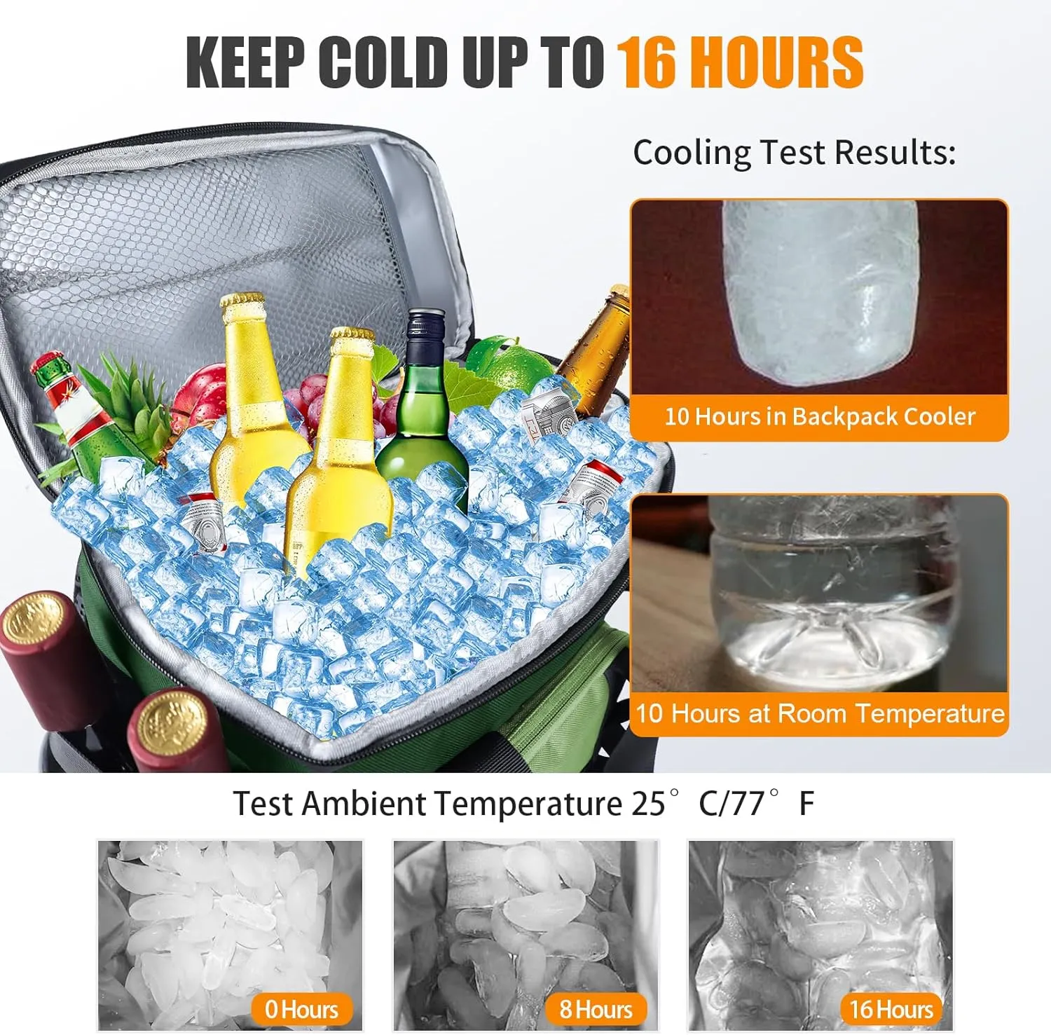 Cooler Backpack, AYAMAYA 24 Cans Insulated Lunch Backpack Cooler Leakproof, Keeps Hot/Cold for Up to 16 Hours, Lightweight Waterproof Beach Travel Camping Cooler Bag for Men and Women