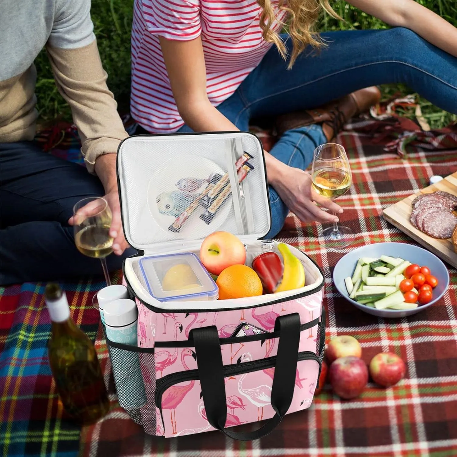 Cooler Bag Insulated Picnic Bag Large Lunch Box Reusable Tote Bag Soft Sided Portable Beach Cooler Grocery Camping