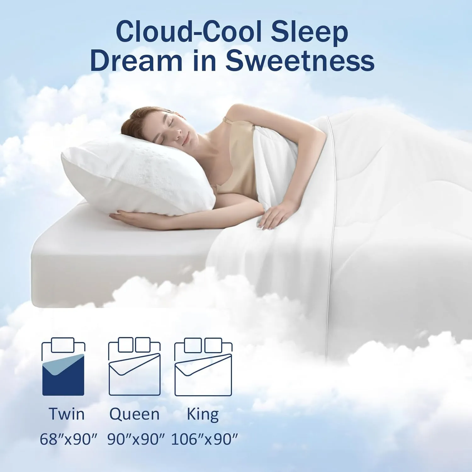 Cooling Blanket Comforter Hot Sleepers -Twin/Twin XL Duvet Insert, Double-Sided Cool Bedding for Night Sweats, Summer Lightweight Breathable Comforter(68 * 90inch, Arctic White)