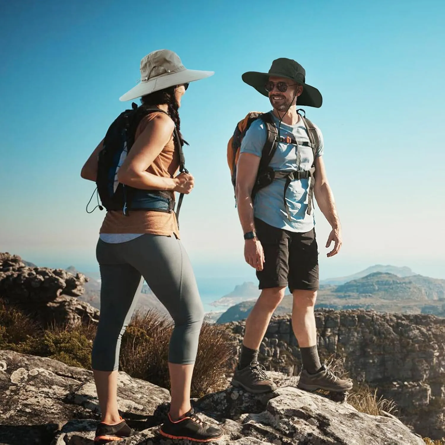 Cooltto Wide Brim Sun Hats with Waterproof Breathable for Fishing, Hiking, Camping，for Men Women Kids