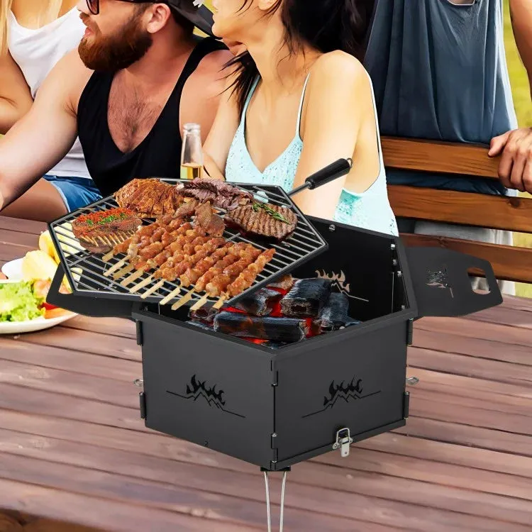Costway Outdoor Portable Camping Stove Charcoal Grill - Rotatable and Foldable, Suitable for Camping and Backpacking