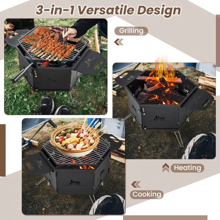 Costway Outdoor Portable Camping Stove Charcoal Grill - Rotatable and Foldable, Suitable for Camping and Backpacking