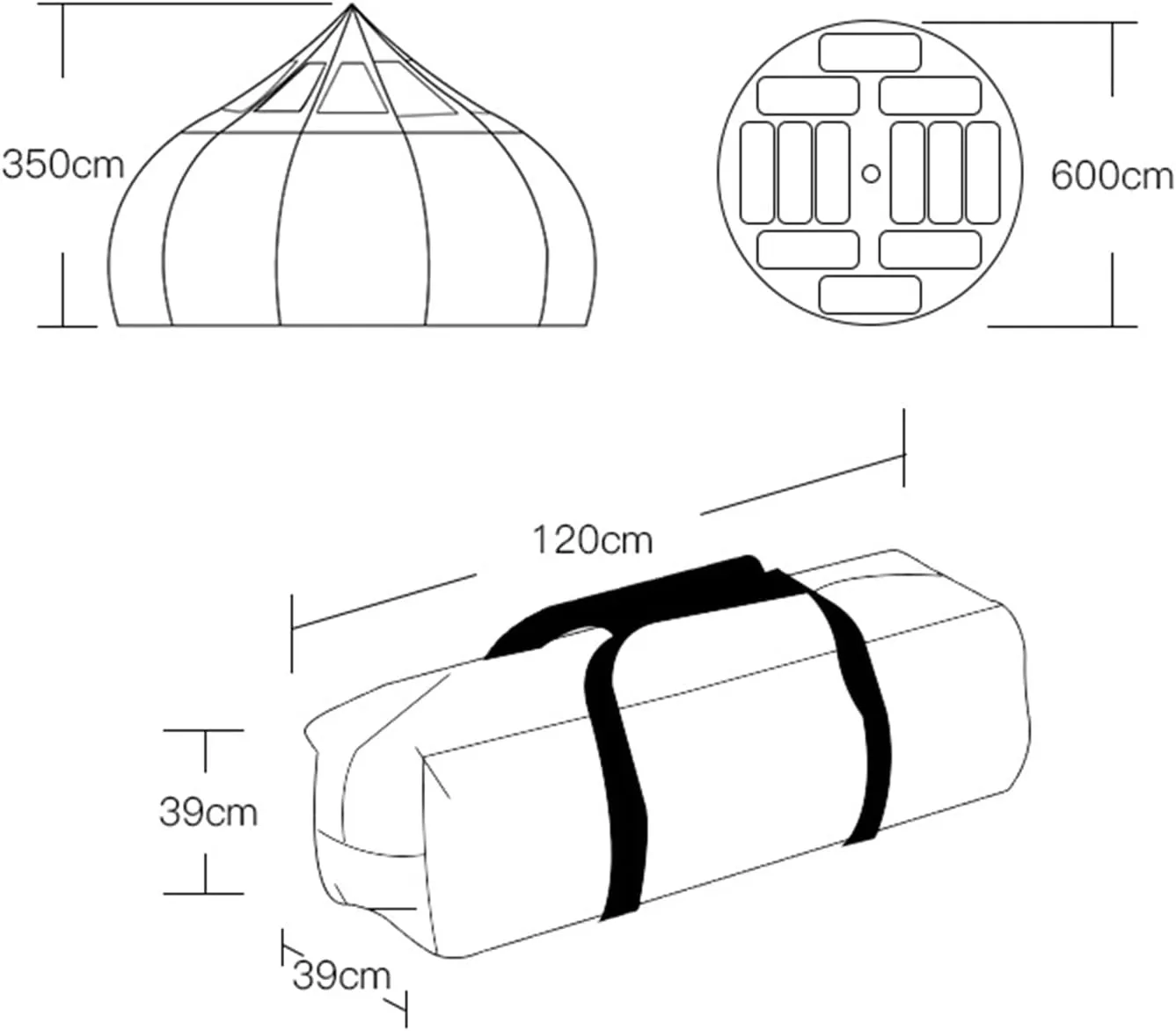 Cotton Canvas Bell Tent, Pyramid Yurt Tent with Stove Jack, 6-8 Person Large Glamping Tent for Camping, Hiking, Festival, Parties, Wedding, Music Festival