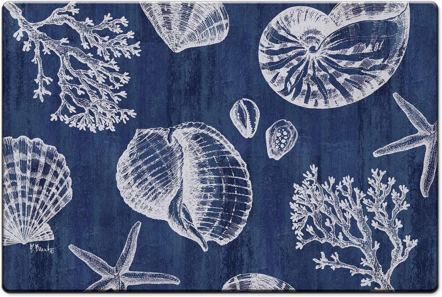 CounterArt St Tropez Shells 30” x 20” Decorative Vinyl Comfort Floor Mat, Manufactured in The USA, Waterproof, Reduces Muscle Fatigue, Easily Wipes Clean