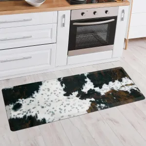 Cowhide Kitchen Mat Cushioned Anti Fatigue - 1/2 Inch Thick Western Cow Kitchen Mats for Floor, Non Slip PVC Waterproof Standing Desk Ergonomic Comfort Rugs for Sink, Office, Laundry, 17.3x47