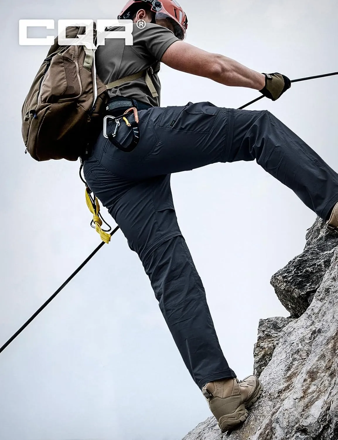 CQR Men's Convertible Cargo Tactical Pants, Water Resistant Outdoor Hiking Pants, Zip Off Lightweight Stretch Work Pants