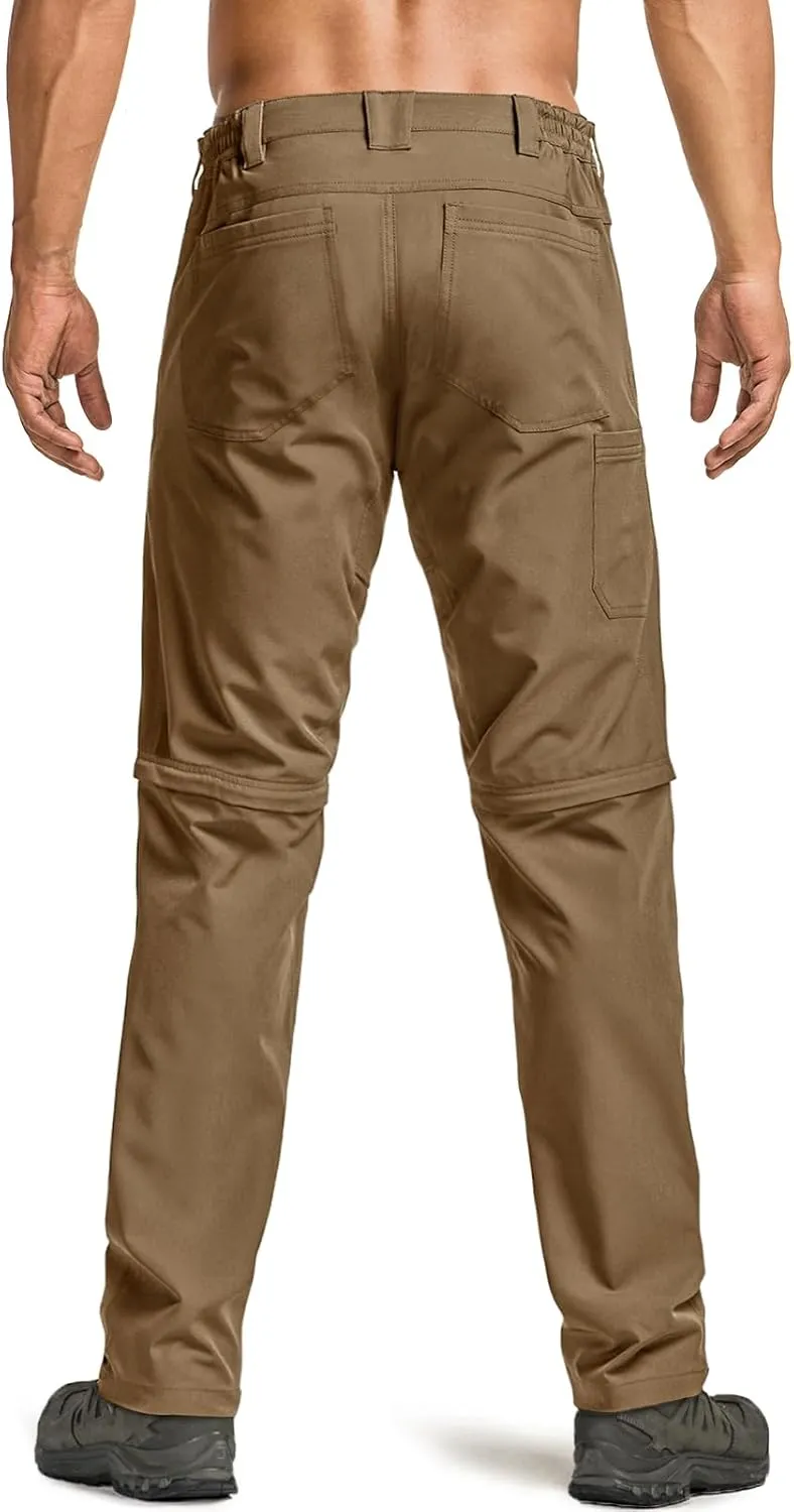 CQR Men's Convertible Cargo Tactical Pants, Water Resistant Outdoor Hiking Pants, Zip Off Lightweight Stretch Work Pants