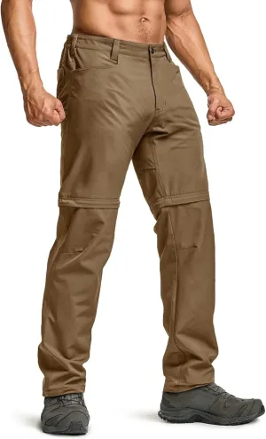 CQR Men's Convertible Cargo Tactical Pants, Water Resistant Outdoor Hiking Pants, Zip Off Lightweight Stretch Work Pants