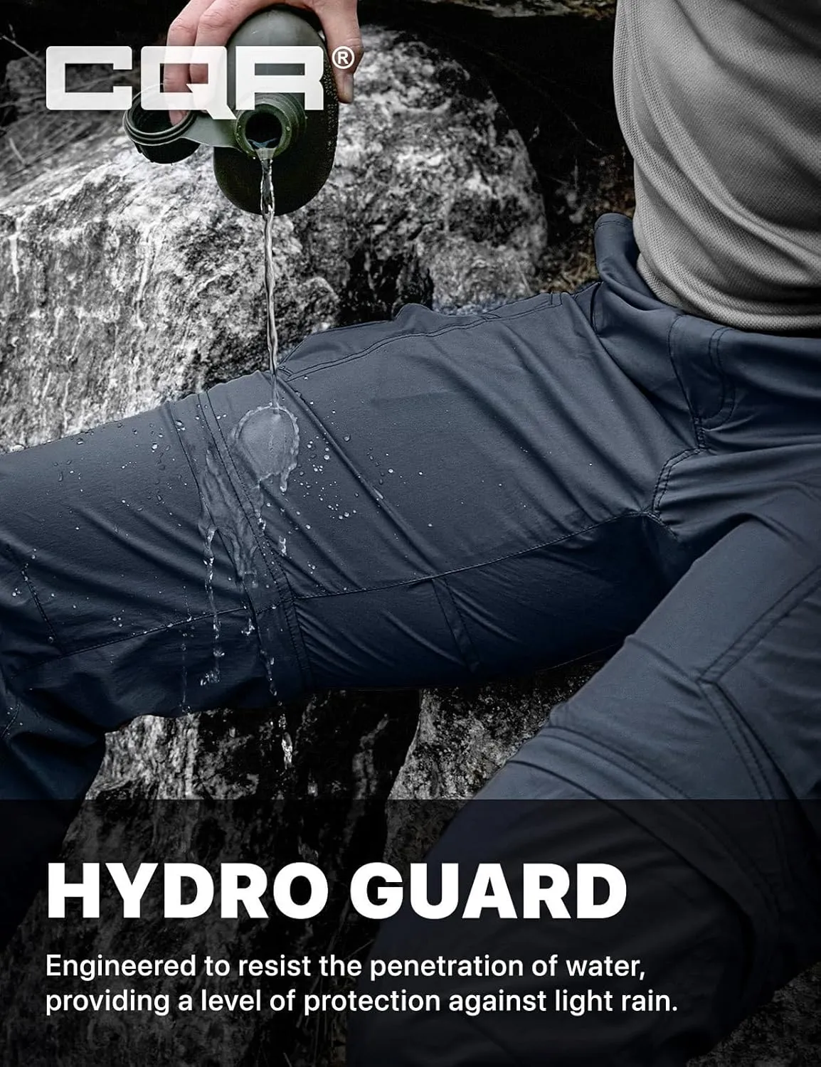 CQR Men's Convertible Cargo Tactical Pants, Water Resistant Outdoor Hiking Pants, Zip Off Lightweight Stretch Work Pants