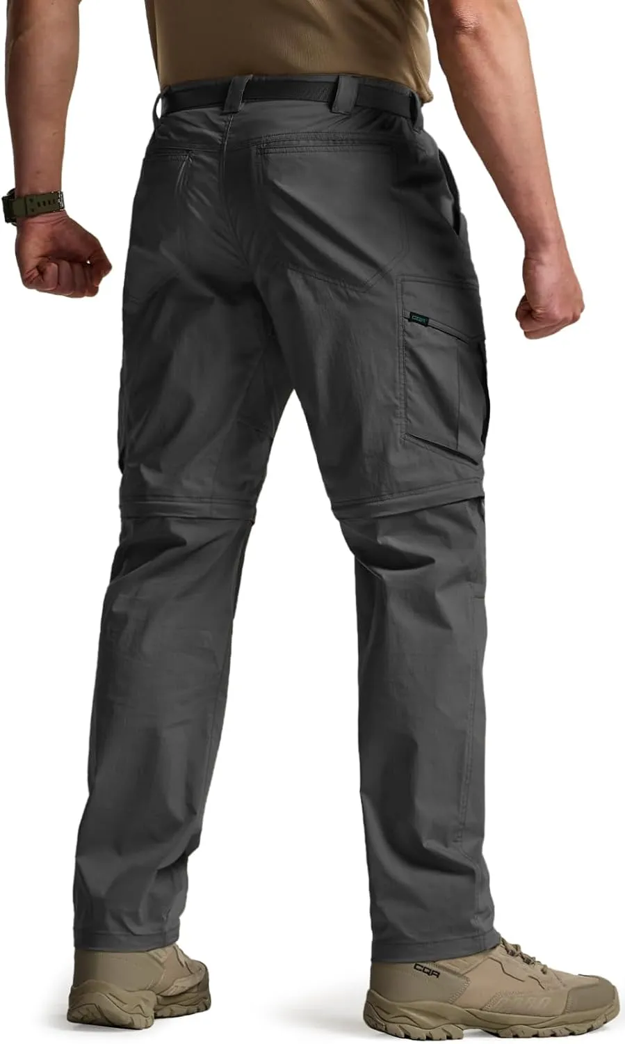 CQR Men's Convertible Cargo Tactical Pants, Water Resistant Outdoor Hiking Pants, Zip Off Lightweight Stretch Work Pants