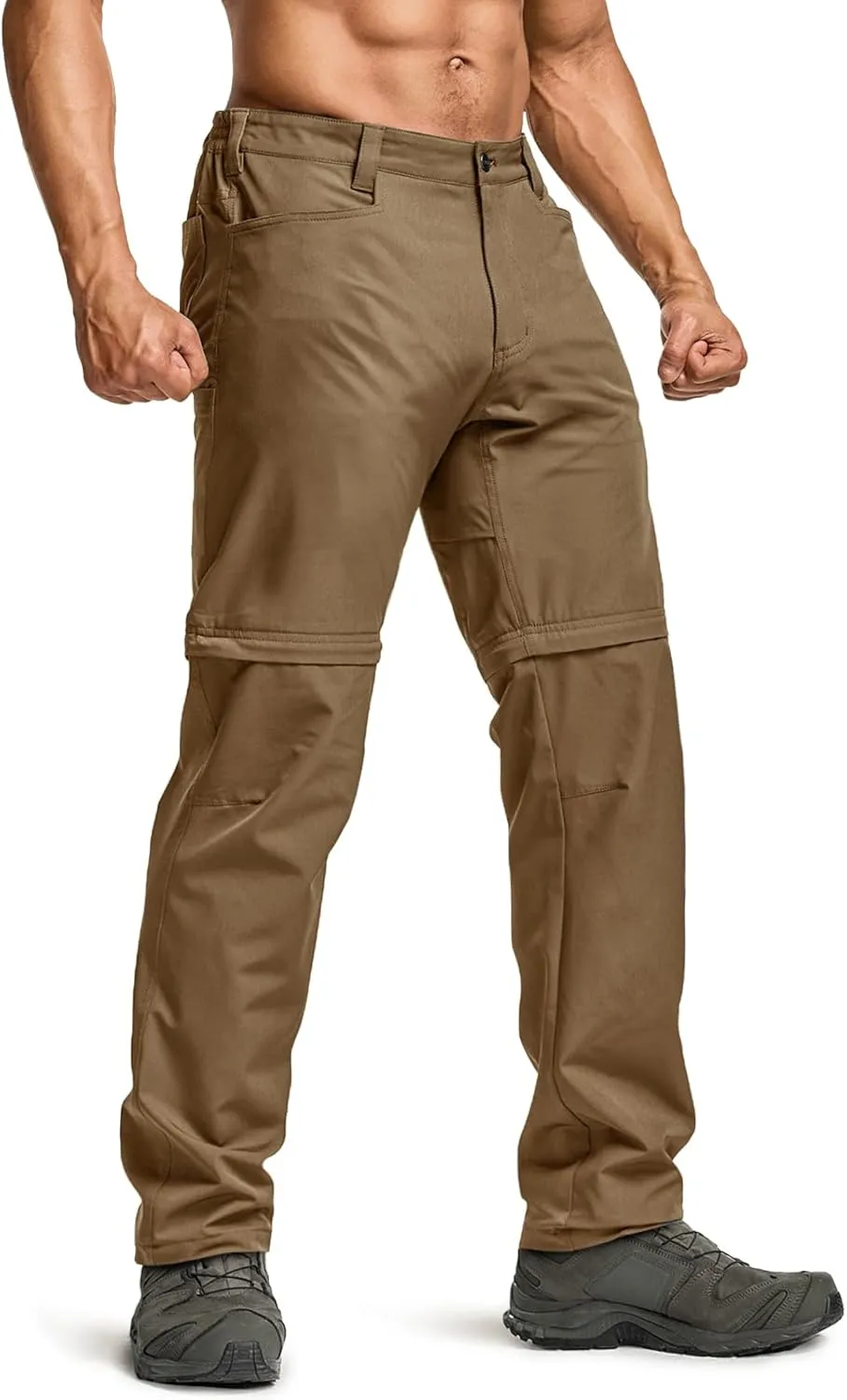 CQR Men's Convertible Cargo Tactical Pants, Water Resistant Outdoor Hiking Pants, Zip Off Lightweight Stretch Work Pants