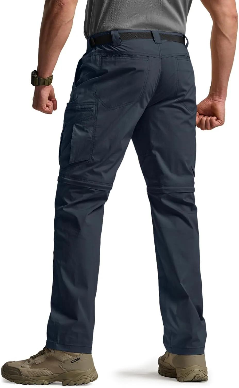 CQR Men's Convertible Cargo Tactical Pants, Water Resistant Outdoor Hiking Pants, Zip Off Lightweight Stretch Work Pants