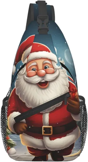 Crossbody Bag Sling Backpack Santa christmas zoom Travel Hiking Chest Bag Daypack for Women Men