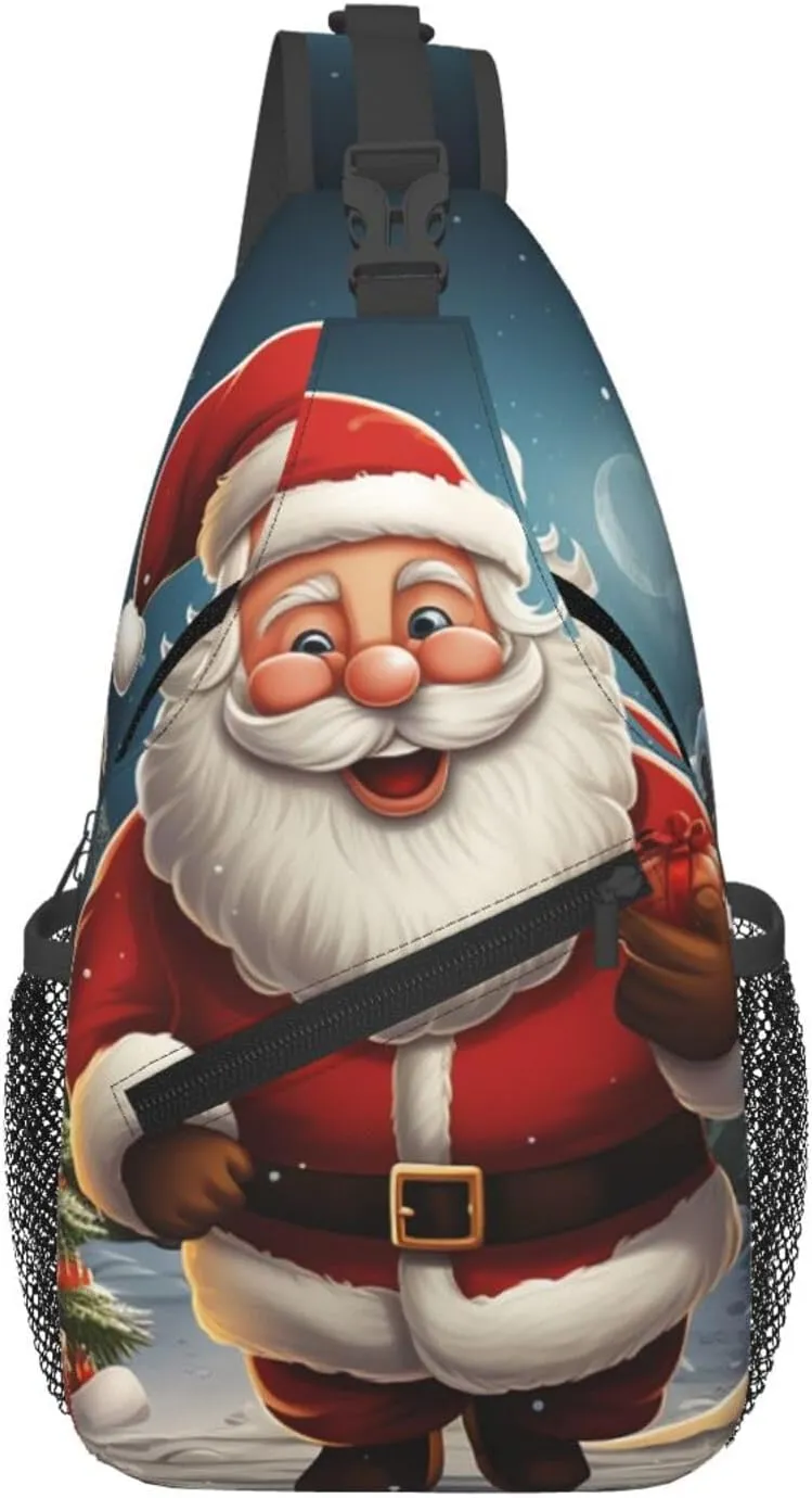Crossbody Bag Sling Backpack Santa christmas zoom Travel Hiking Chest Bag Daypack for Women Men