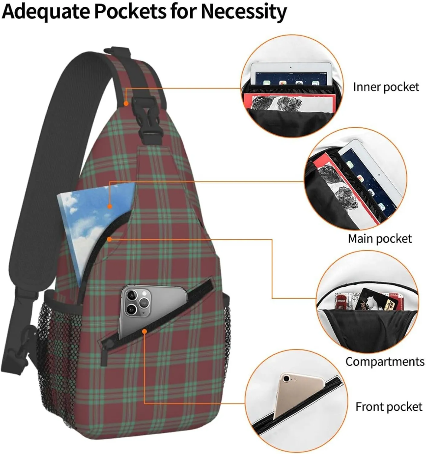 Crossbody Sling Backpack Clan MacGregor Hunting Ancient Tartan Shoulder Chest Bag Daypack for Traveling Sport