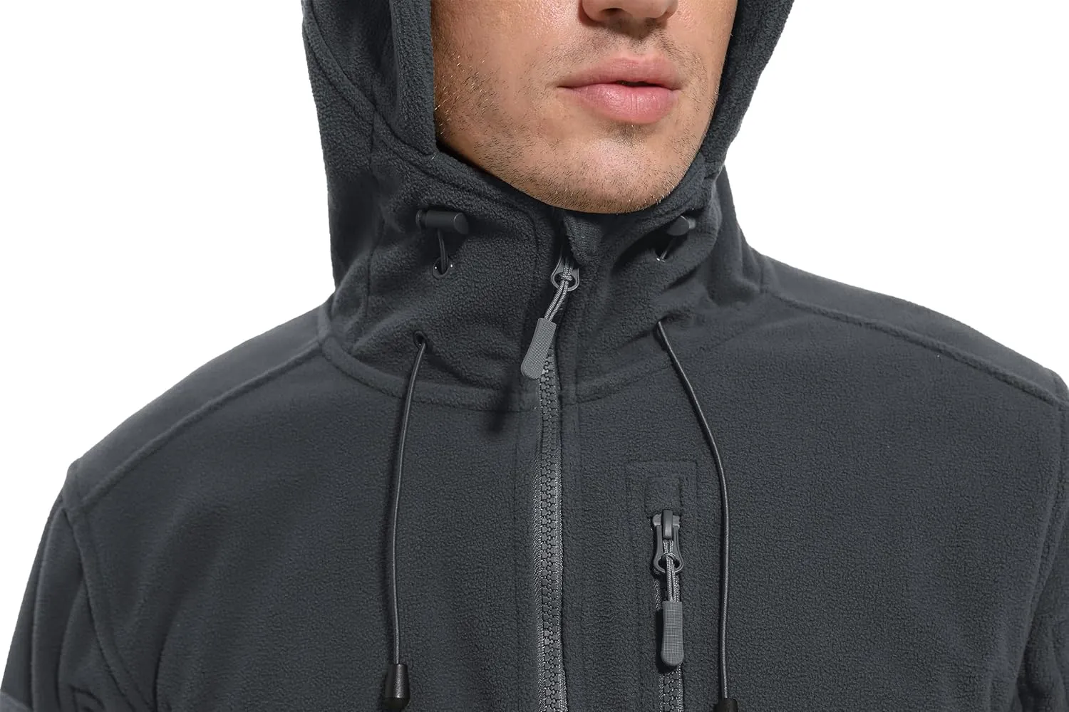 CRYSULLY Men's Fleece Hoodie Jacket Winter Tactical Military Windproof Jackets Coat
