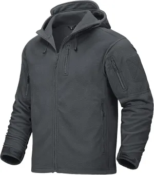 CRYSULLY Men's Fleece Hoodie Jacket Winter Tactical Military Windproof Jackets Coat
