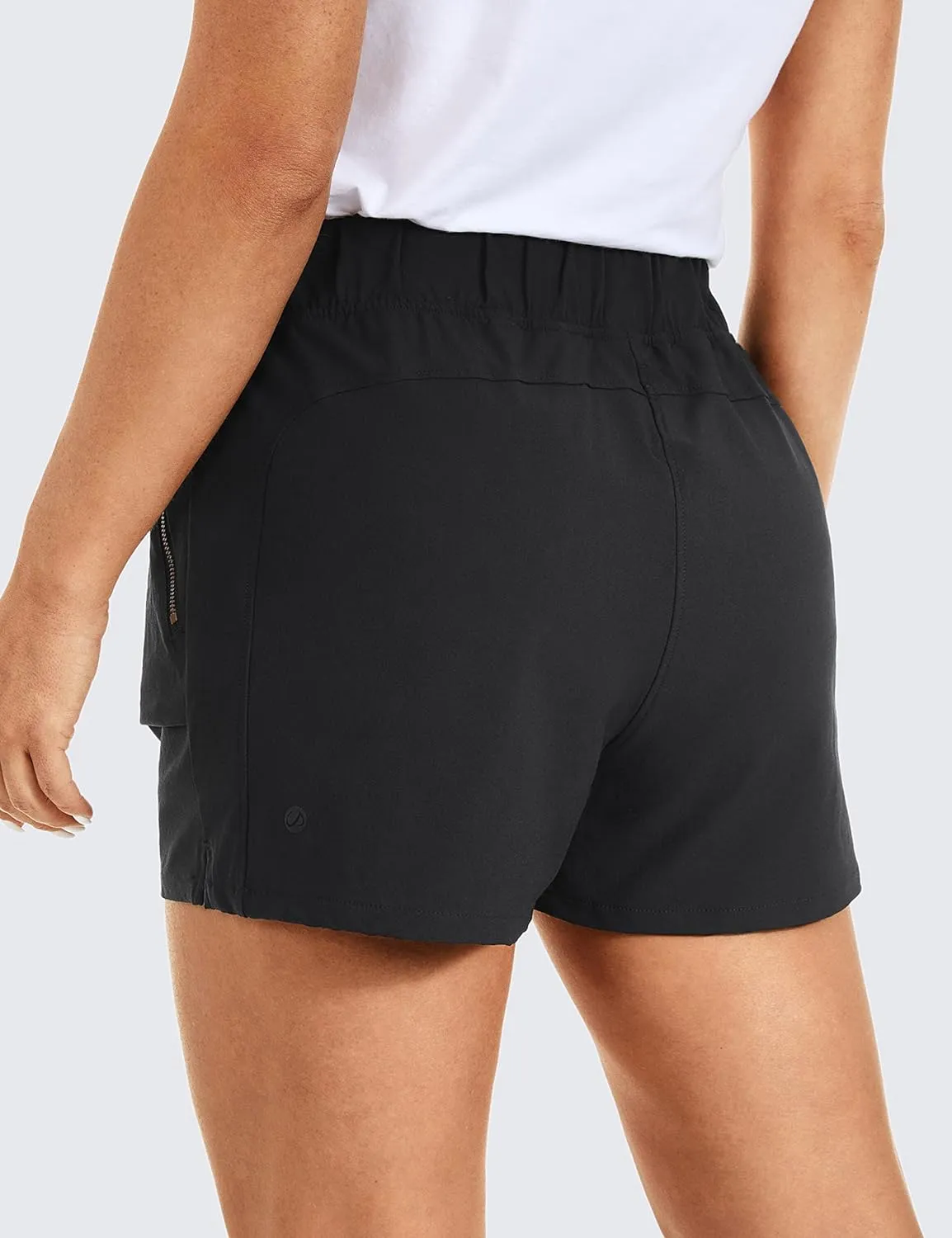 CRZ YOGA Women's Waterproof Stretch Hiking Shorts Mid Rise Summer for Outdoor Golf Workout with Zip Pockets Belt - 3''