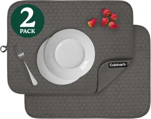 Cuisinart Dish Drying Mats for Kitchen Counter - (2) 18" x 24" Ultra Absorbent Dish Drying Mat XL - Foldable, Machine Washable, Fast Drying Dish Mat (Cascading Check)