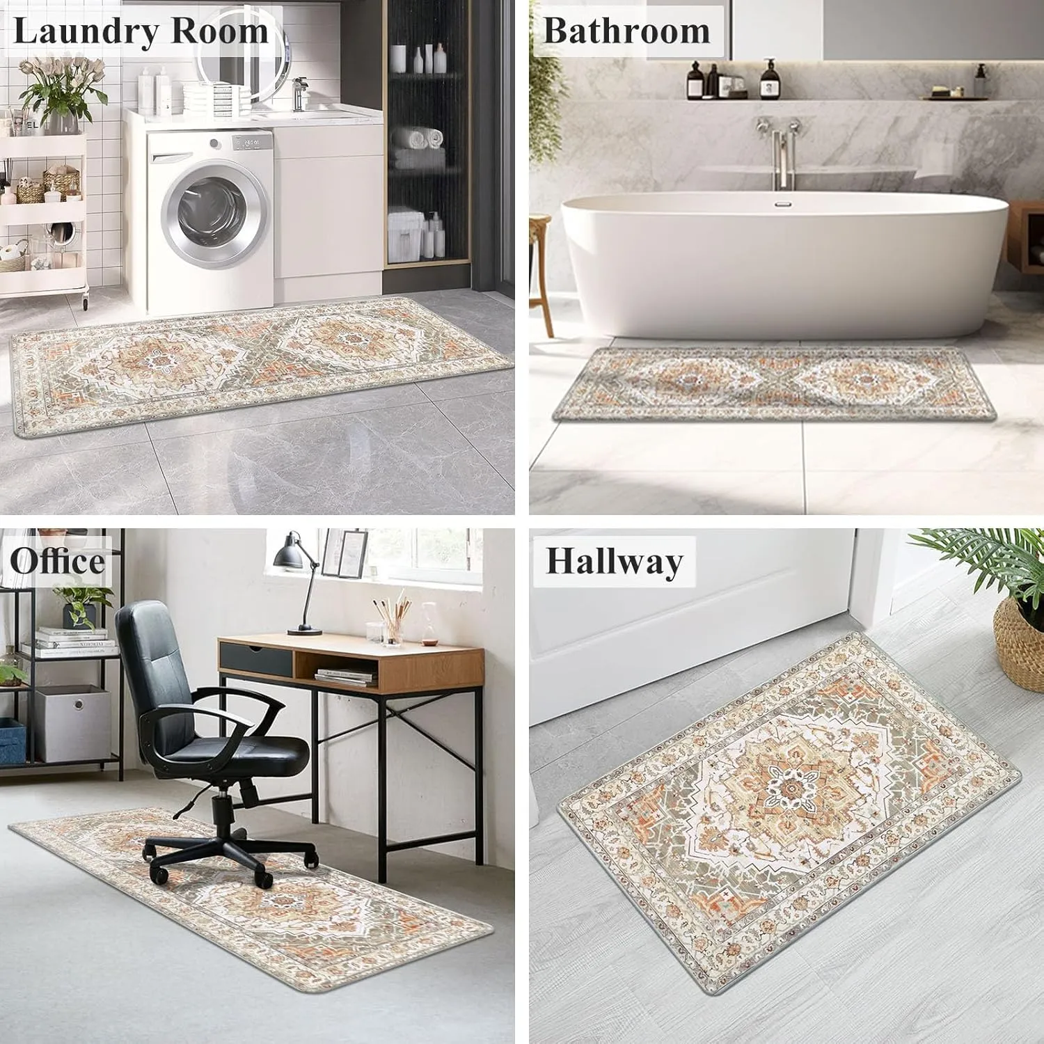 Cushioned Kitchen Rug Sets 3 Piece Anti Fatigue Kitchen Mats for Floor Non Slip Waterproof Kitchen Rugs and Mats Comfort Standing Mat Runner for Home Office,Sink,Laundry