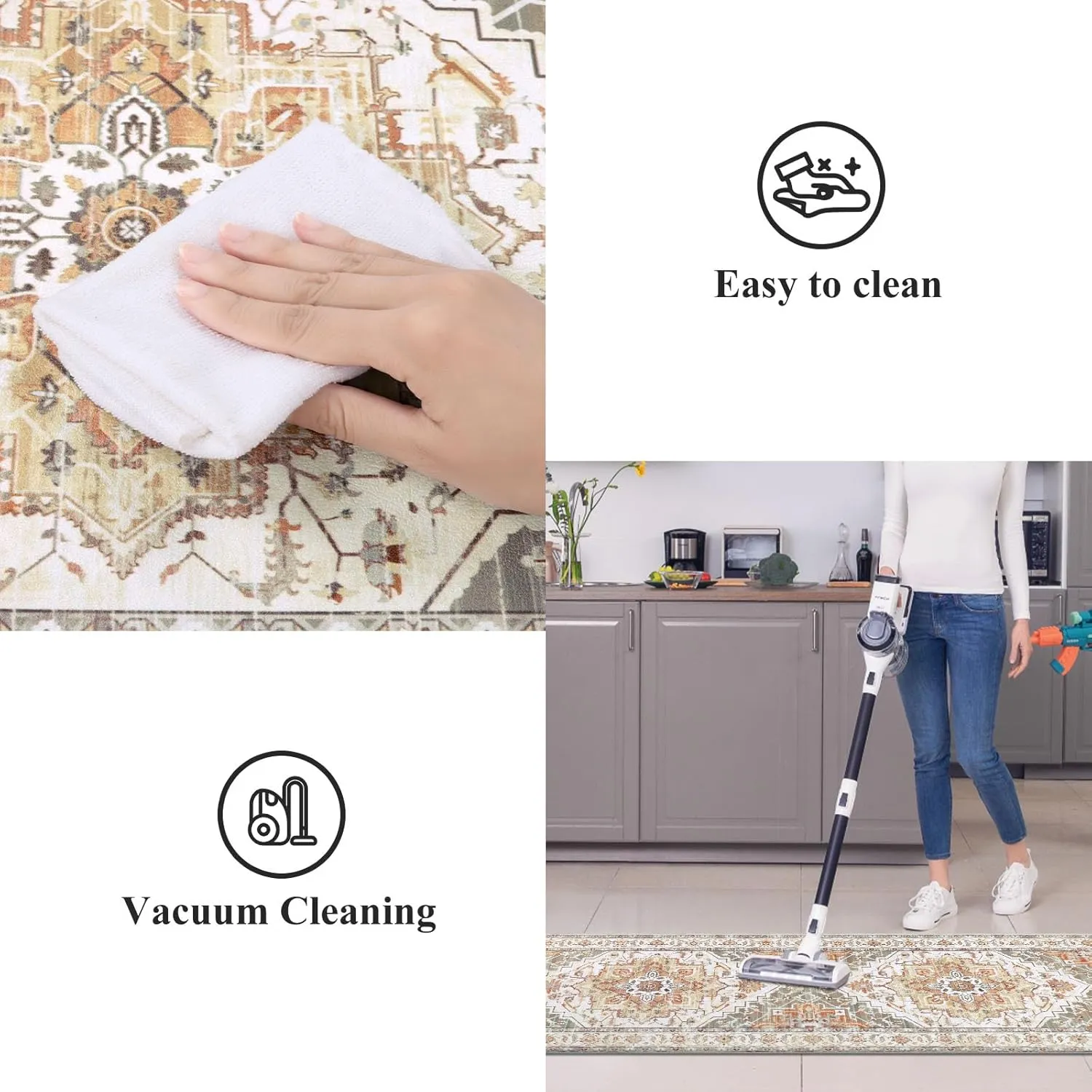 Cushioned Kitchen Rug Sets 3 Piece Anti Fatigue Kitchen Mats for Floor Non Slip Waterproof Kitchen Rugs and Mats Comfort Standing Mat Runner for Home Office,Sink,Laundry