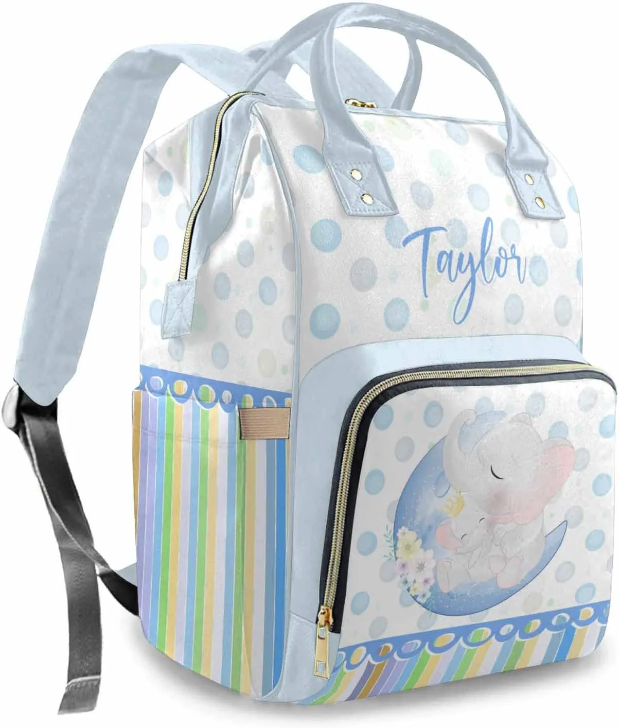 Custom Baby Diaper Bag with Name for Mommy Daddy, Customized Name Nursing Mommy Backpack for Travel with Large Capacity for Holiday