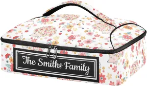 Custom Casserole Dish Carrier Bag Hedgehogs Flowers Personalized Insulated Casserole Carrier Portable Leakproof Food Carrier for Travel, Potluck Parties, Beach