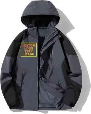 Custom Men's Women's 3-in-1 Ski Jacket Windproof Waterproof Raincoat Fleece Insulated Winter Hooded Coat