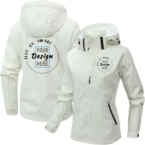 Custom Womens Waterproof Rain Jacket with Hood Personalized Breathable Lightweight Windbreaker Rain Shell Coat