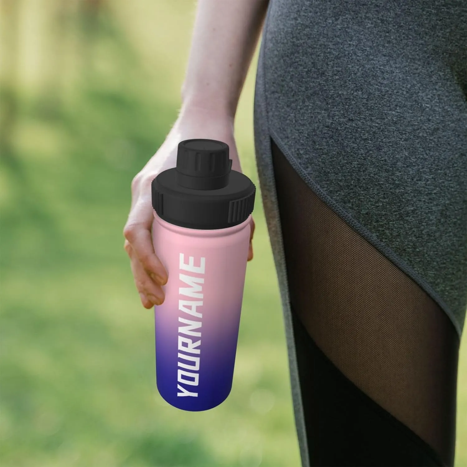 Customizable Name Water Bottle with Ombre Color Custom Stainless Steel Insulated Sports Water Bottles Personalized Men Women Flask, 18 oz