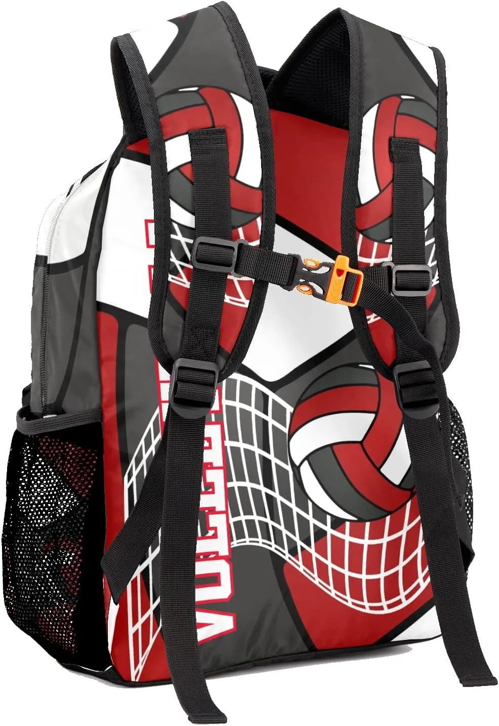 Customized Volleyball White Red Black Waterproof Backpack with Name for Hiking Camping Picnic