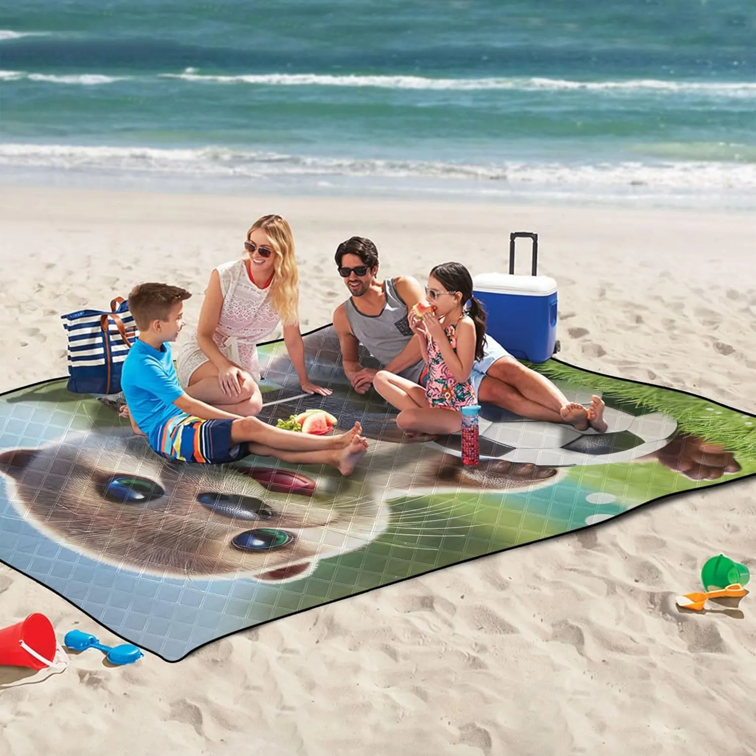 Cute Animal no Sand Beach Blanket Waterproof Cute Picnic Blanket Foldable Outdoor Blankets for Grass 80" x 60"