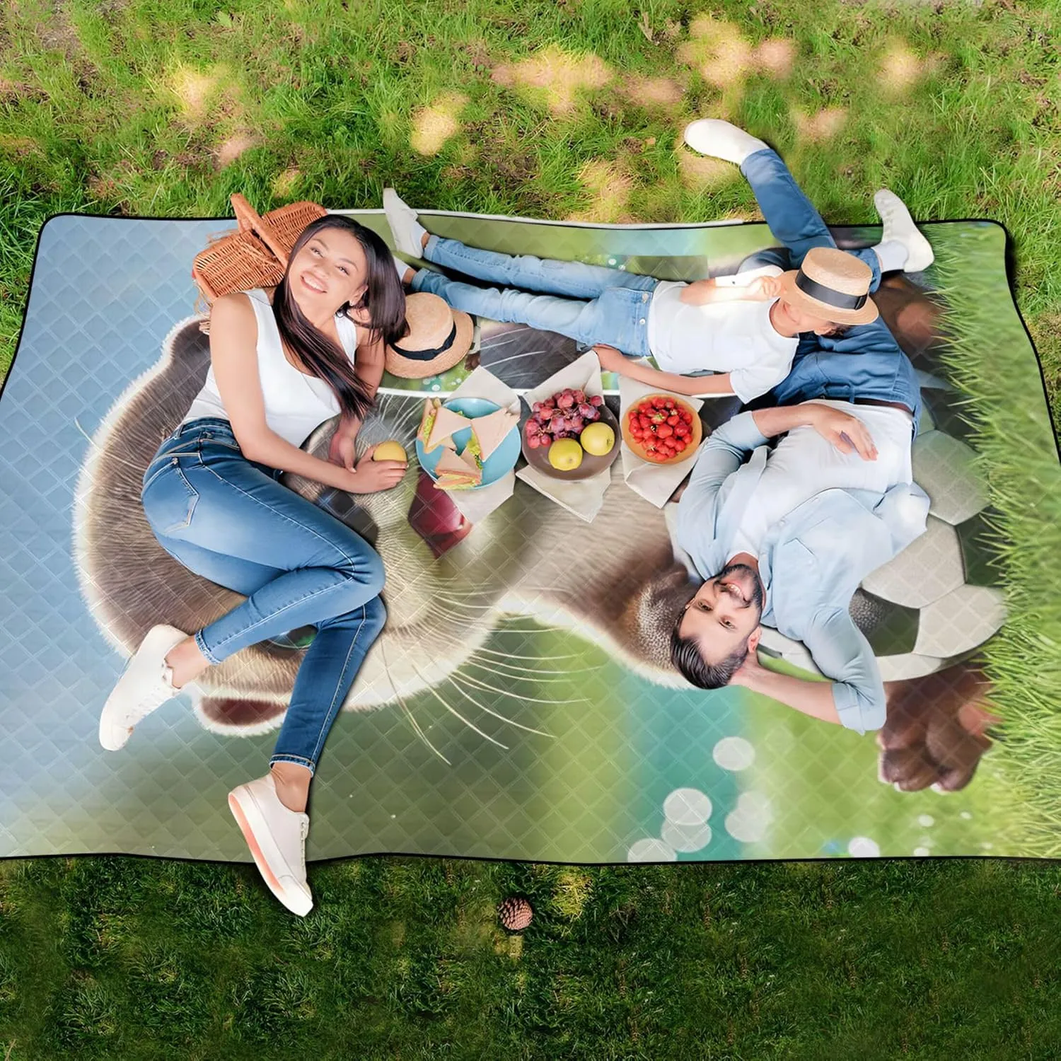 Cute Animal no Sand Beach Blanket Waterproof Cute Picnic Blanket Foldable Outdoor Blankets for Grass 80" x 60"