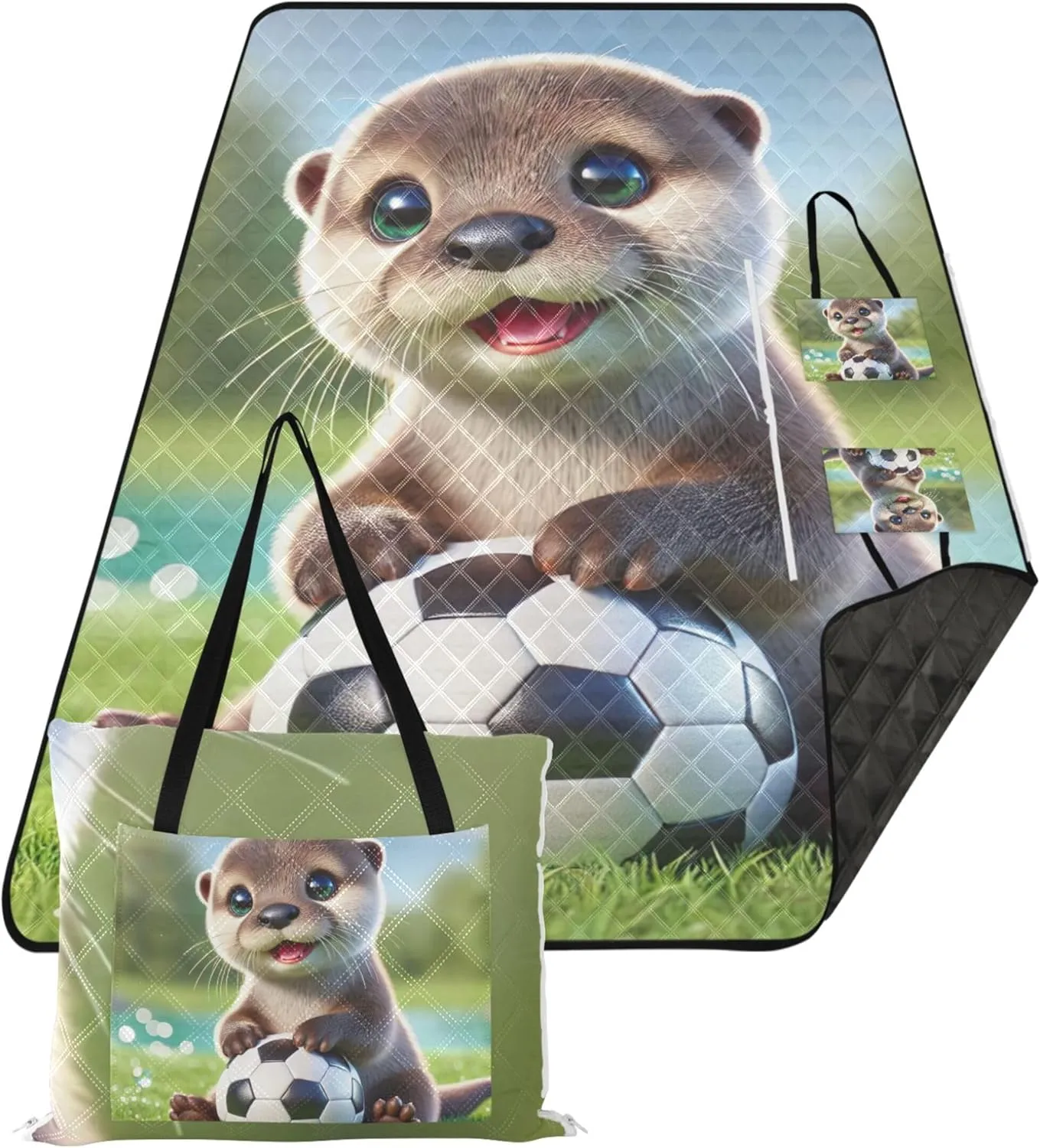 Cute Animal no Sand Beach Blanket Waterproof Cute Picnic Blanket Foldable Outdoor Blankets for Grass 80" x 60"