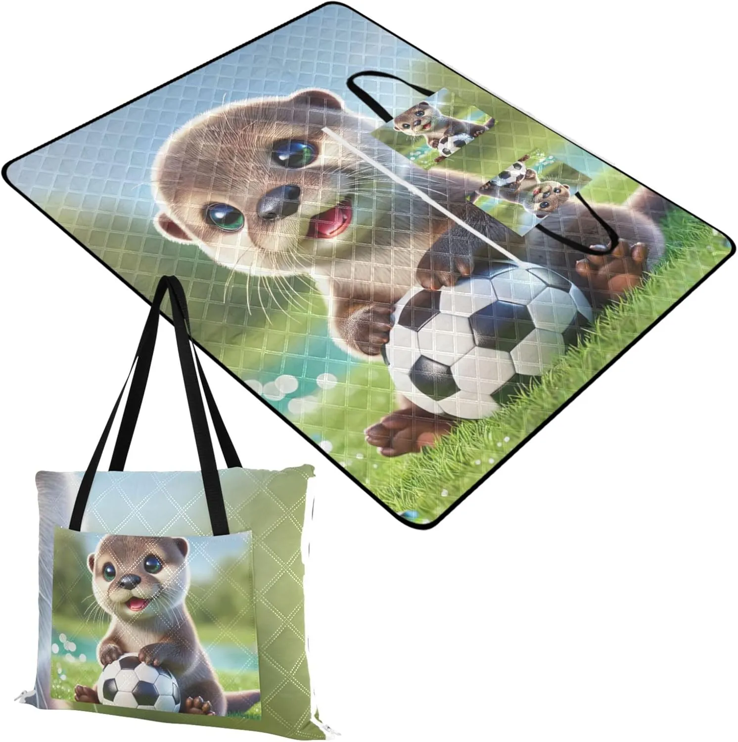 Cute Animal no Sand Beach Blanket Waterproof Cute Picnic Blanket Foldable Outdoor Blankets for Grass 80" x 60"