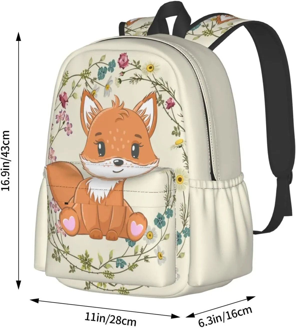 Cute Fox Backpack Large Laptop Backpack Casual Daypack School Bag for Kids teen Boy Girl