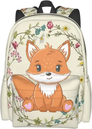 Cute Fox Backpack Large Laptop Backpack Casual Daypack School Bag for Kids teen Boy Girl