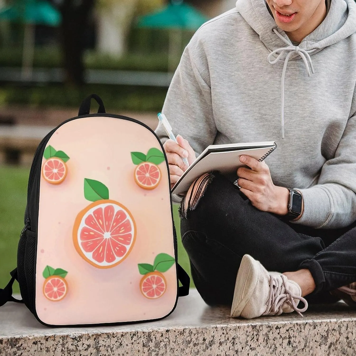 Cute Grapefruit Backpack, Laptop Backpack for Men, 17 Inch Travel Hiking Daypack, Casual Backpack