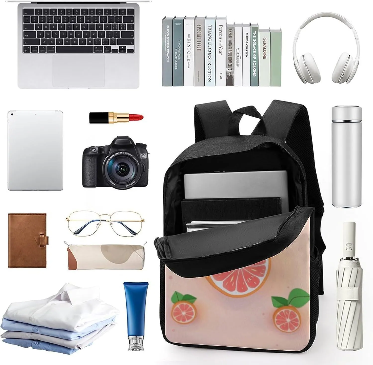 Cute Grapefruit Backpack, Laptop Backpack for Men, 17 Inch Travel Hiking Daypack, Casual Backpack