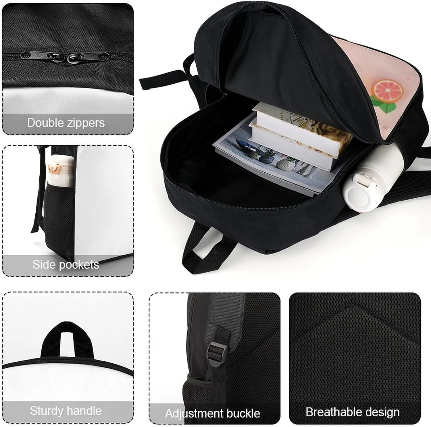 Cute Grapefruit Backpack, Laptop Backpack for Men, 17 Inch Travel Hiking Daypack, Casual Backpack